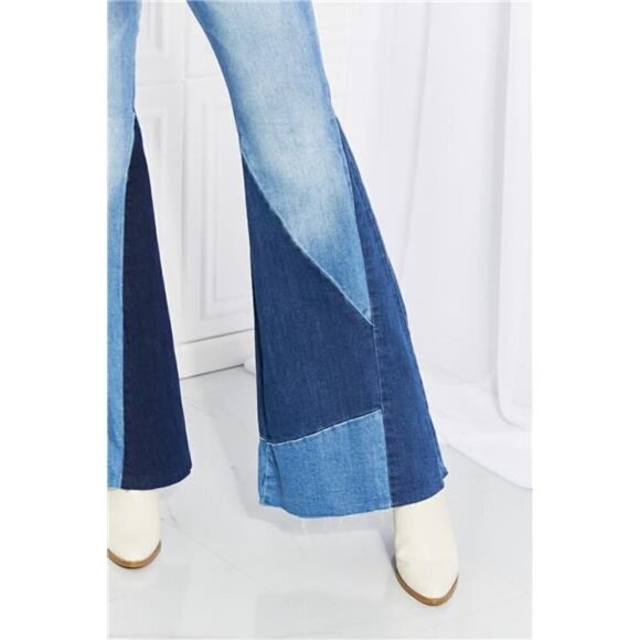 Vibrant Denim - Sienna Color Block Flare Jeans - Size 1X